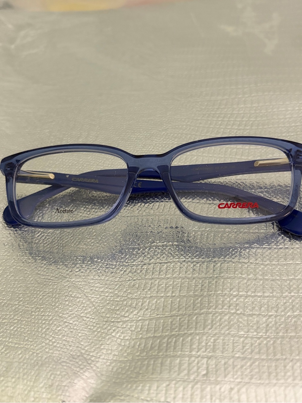 Carrera Translucent Blue Rectangular Acetate Glasses